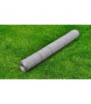 vidaXL Chicken Wire Fence Galvanised Steel 25x0.75 m Silver