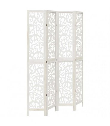 vidaXL Room Divider 4 Panels White Solid Wood Paulownia
