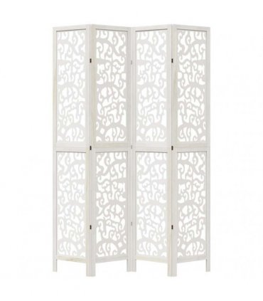 vidaXL Room Divider 4 Panels White Solid Wood Paulownia