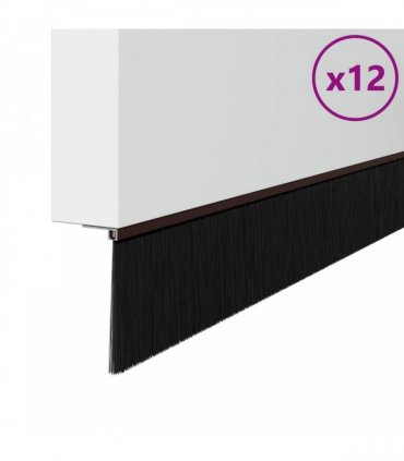 vidaXL Self-adhesive Door Brush Seals 12 pcs Brown 100 cm