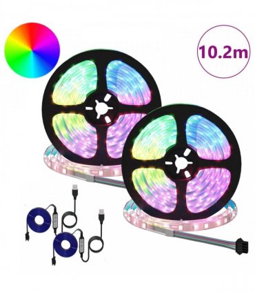 vidaXL LED Strip 2 pcs Black and Transparent 5100 mm