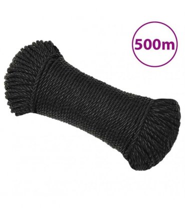 vidaXL Work Rope Black 8 mm 500 m Polypropylene
