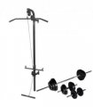 vidaXL Wall-mounted Power Tower with Barbell and Dumbbell Set 30.5 kg