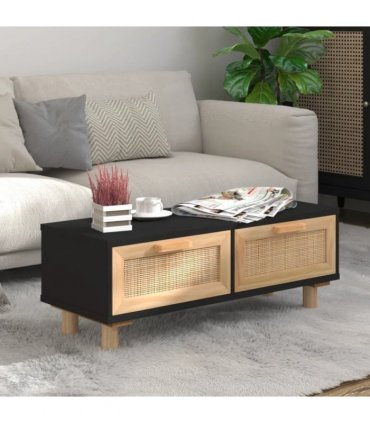 vidaXL Coffee Table Black 80x40x30 cm Engineered Wood&Solid Wood Pine