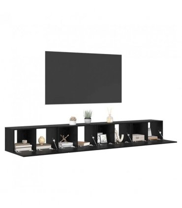 vidaXL TV Cabinet Set 4 pcs Black Oak 60 x 30 x 30 cm Engineered Wood