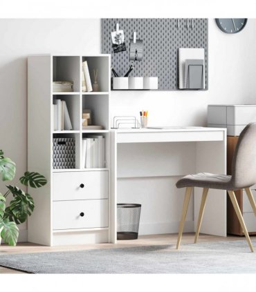 vidaXL Desk with Drawer with Shelf with Storage 2 pcs White