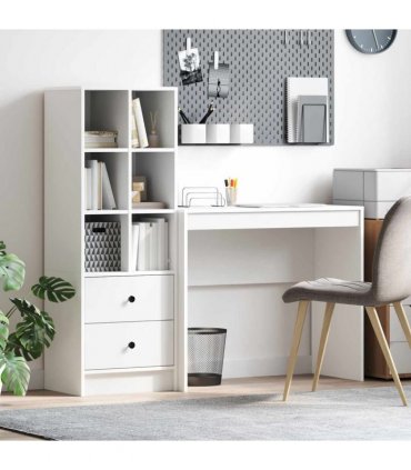 vidaXL Desk with Drawer with Shelf with Storage 2 pcs White