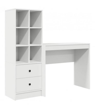 vidaXL Desk with Drawer with Shelf with Storage 2 pcs White