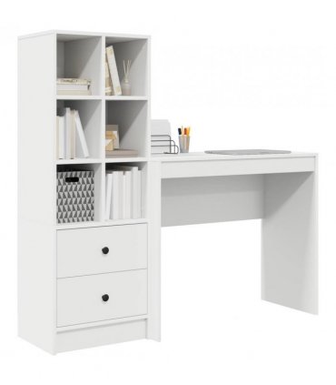 vidaXL Desk with Drawer with Shelf with Storage 2 pcs White