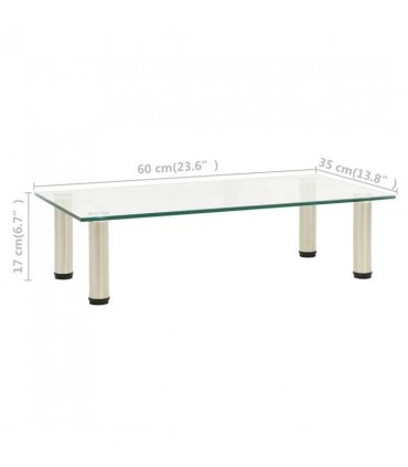 vidaXL TV Stand Transparent 60x35x17 cm Tempered Glass