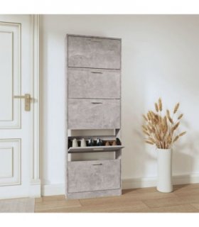 vidaXL Shoe Cabinet Concrete Grey 59x17x169 cm Engineered Wood