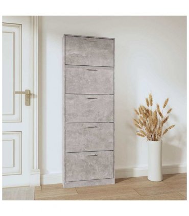 vidaXL Shoe Cabinet Concrete Grey 59x17x169 cm Engineered Wood