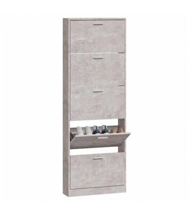 vidaXL Shoe Cabinet Concrete Grey 59x17x169 cm Engineered Wood
