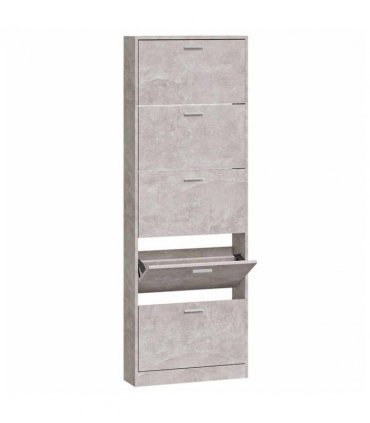 vidaXL Shoe Cabinet Concrete Grey 59x17x169 cm Engineered Wood