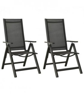 vidaXL Garden Chair | Set of 2 | Black | Aluminium, Textilene | Standard