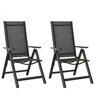 vidaXL Garden Chair | Set of 2 | Black | Aluminium, Textilene | Standard
