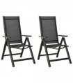 vidaXL Garden Chair | Set of 2 | Black | Aluminium, Textilene | Standard