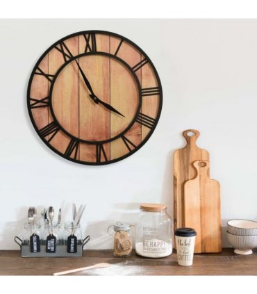 vidaXL Wall Clock 39 cm Brown and Black MDF and Iron