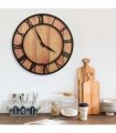 vidaXL Wall Clock 39 cm Brown and Black MDF and Iron