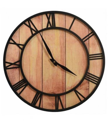 vidaXL Wall Clock 39 cm Brown and Black MDF and Iron