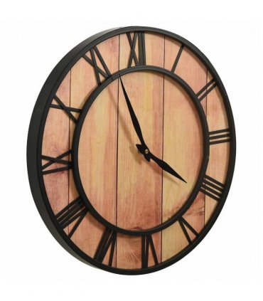 vidaXL Wall Clock 39 cm Brown and Black MDF and Iron