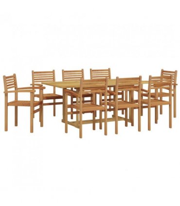 vidaXL Garden Dining Set 9 pcs Brown Solid Teak Wood