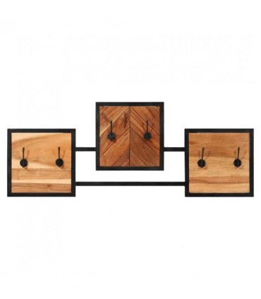 vidaXL Wall Coat Rack 90x1x35 cm Solid Wood Acacia and Iron