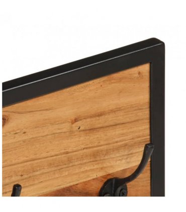 vidaXL Wall Coat Rack 90x1x35 cm Solid Wood Acacia and Iron