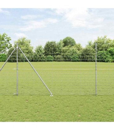 vidaXL Welded Wire Fence with Spikes 25 x 1.6 m Galvanised Steel Mesh