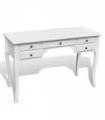 vidaXL Wooden French Desk with Curved Legs and 5 Drawers