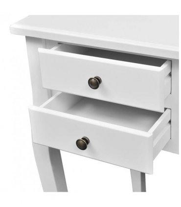 vidaXL Wooden French Desk with Curved Legs and 5 Drawers