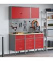 vidaXL Work Cabinet with Drawer 8 pcs Red Engineered Wood and Steel