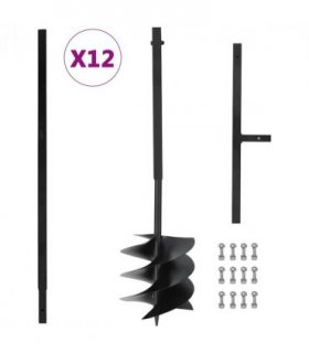 vidaXL Ground Drill with Handle 250 mm with Extension Tube 12 m Steel