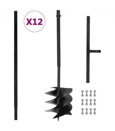 vidaXL Ground Drill with Handle 250 mm with Extension Tube 12 m Steel