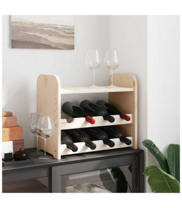 vidaXL Wine Rack with Top Board 43x25x37 cm Solid Wood Pine