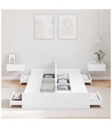 vidaXL Storage Bed Frame White 120 x 200 cm Engineered Wood