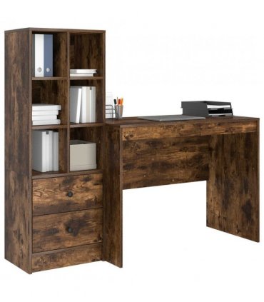 vidaXL Desk with Drawer 2 pcs Smoked Oak