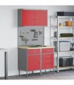 vidaXL Work Cabinet with Drawer 5 pcs Red Engineered Wood and Steel