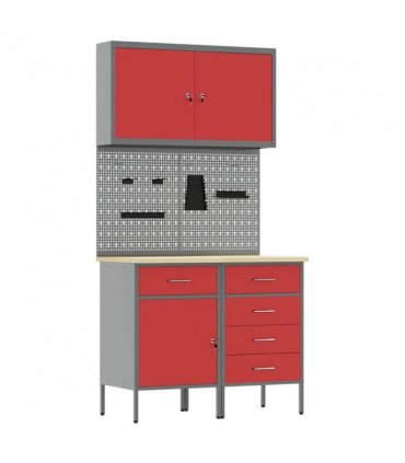 vidaXL Work Cabinet with Drawer 5 pcs Red Engineered Wood and Steel