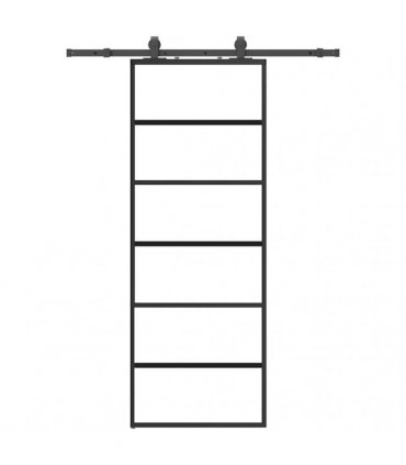 vidaXL Sliding Door with Hardware Set Black 76x205 cm ESG Glass