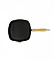 vidaXL Grill Pan with Wooden Handle Cast Iron 20x20 cm