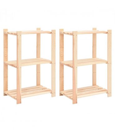 vidaXL 3-Tier Storage Racks 2 pcs 60x38x90 cm Solid Pinewood 150 kg