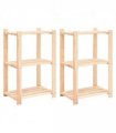 vidaXL 3-Tier Storage Racks 2 pcs 60x38x90 cm Solid Pinewood 150 kg