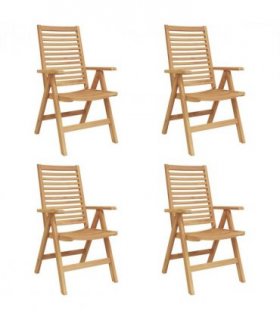 vidaXL Chair Folding 4 pcs Brown 64.5 x 52 x 108 cm Solid Teak Wood
