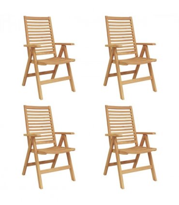 vidaXL Chair Folding 4 pcs Brown 64.5 x 52 x 108 cm Solid Teak Wood