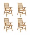 vidaXL Chair Folding 4 pcs Brown 64.5 x 52 x 108 cm Solid Teak Wood