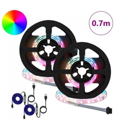 vidaXL LED Strip 2 pcs Black and Transparent 350 mm Copper and Plastic