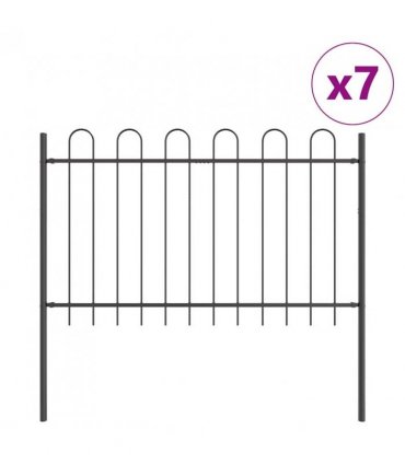 vidaXL Garden Fence 7 pcs Grey 11.9 x 1.2 m Powder-coated Steel