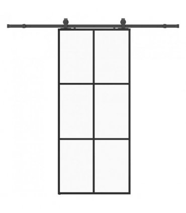 vidaXL Sliding Door with Hardware Set Black 90x205 cm ESG Glass