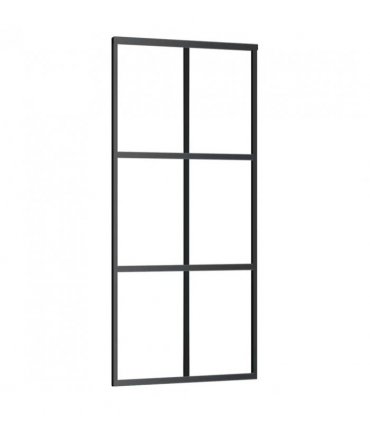 vidaXL Sliding Door with Hardware Set Black 90x205 cm ESG Glass